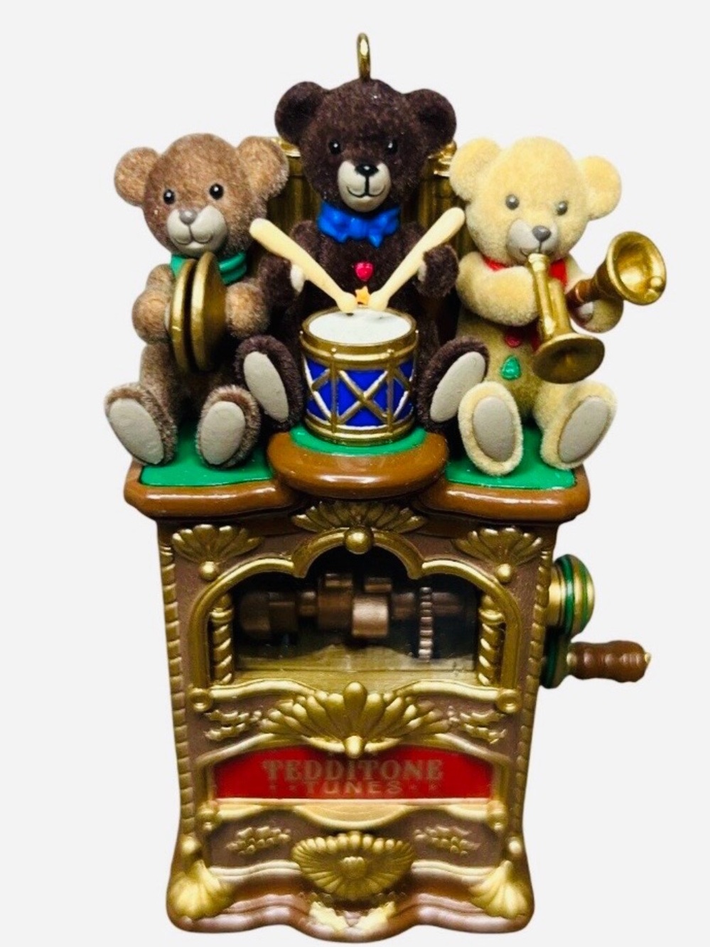 2006 Teddy Bear Musical Bear Box Ornament - Brown/Beige Bears